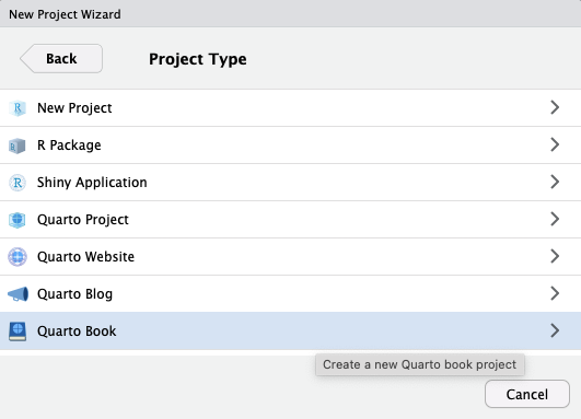 RStudio Create Book Project